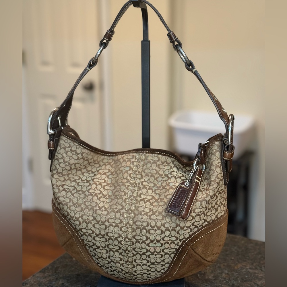 Coach Small Mini C Signature and Suede SoHo Hobo Bag
